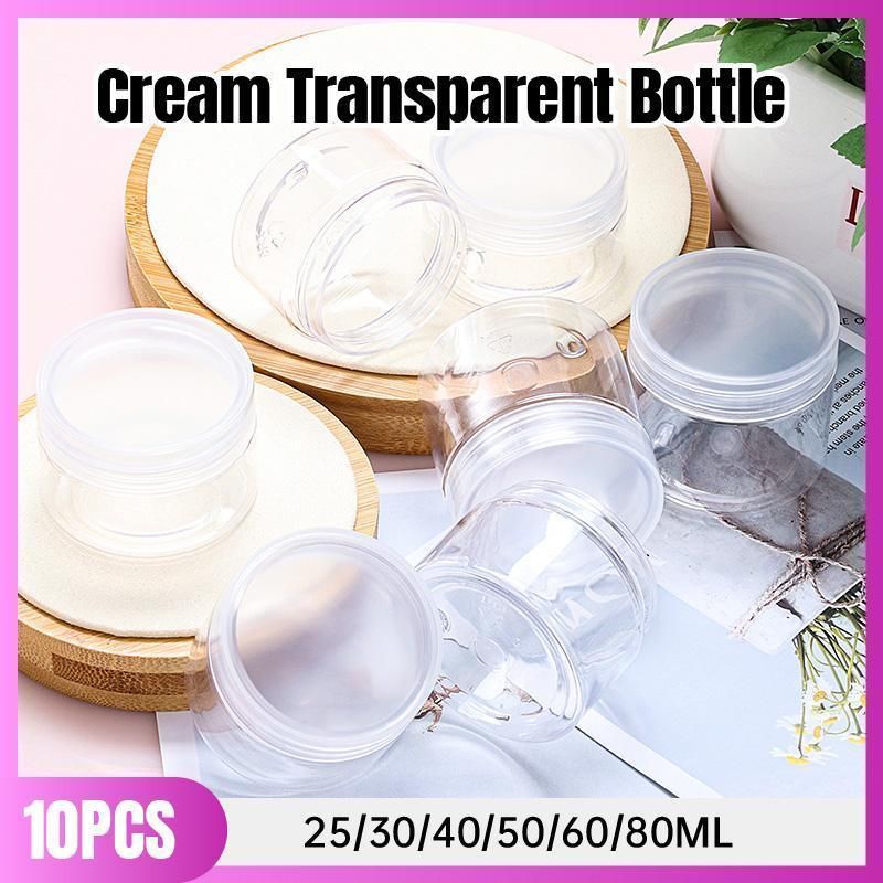 10pcs Transparent Wide Mouth Plastic Jars with Cap Skin Care Cream Containers - 50ml V528-BOTTLE-10PCS-TRANSPARENT-326523