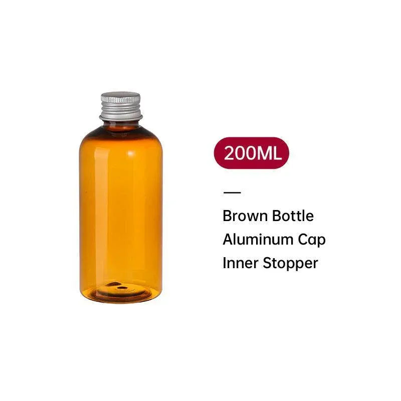 20pcs Brown Transparent Cosmetic Bottles with Aluminum Lids for Packaging - Brown-100ml V528-BOTTLE-20PCS-BROWN-100ML-583554