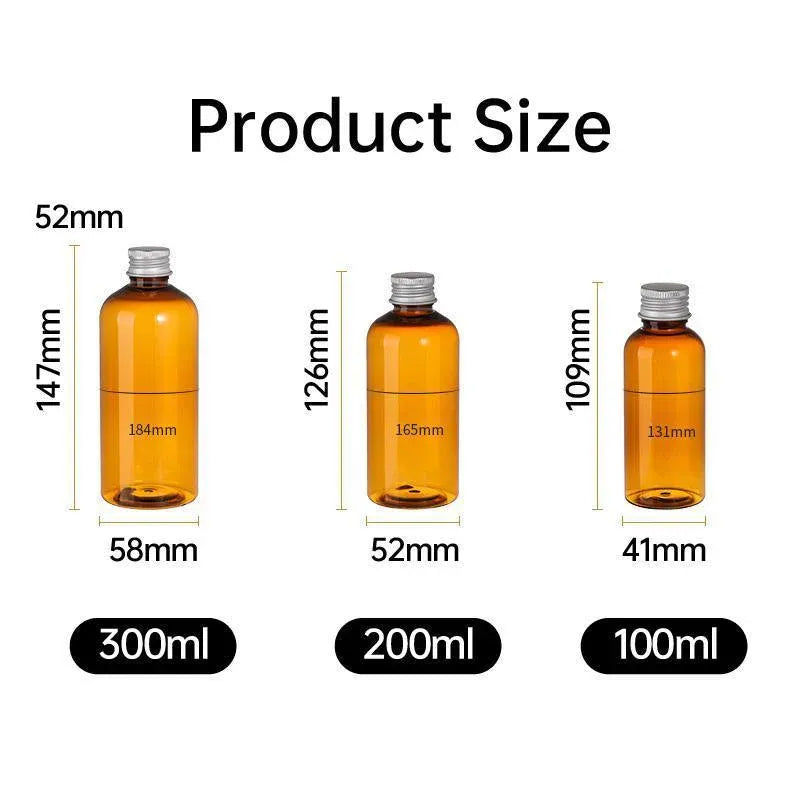 20pcs Brown Transparent Cosmetic Bottles with Aluminum Lids for Packaging - Brown-200ml V528-BOTTLE-20PCS-BROWN-200ML-458961