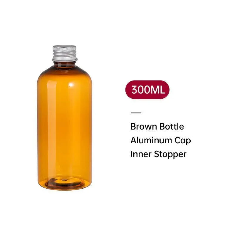 20pcs Brown Transparent Cosmetic Bottles with Aluminum Lids for Packaging - Brown-200ml V528-BOTTLE-20PCS-BROWN-200ML-458961