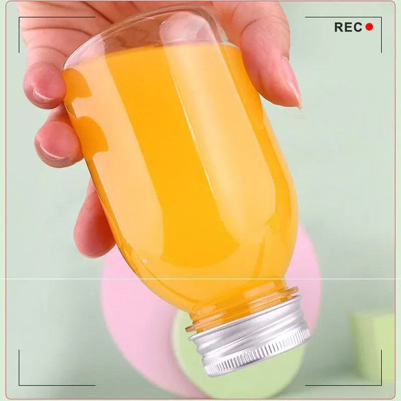 20pcs 250ml Reusable Plastic Juice Bottles 38mm Caliber Clear Beverage Container - Bottle-20pcs-Glossy -Black V528-BOTTLE-20PCS-GLOSSY-BLACK-230752