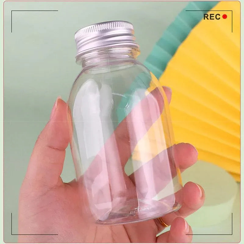 20pcs 250ml Reusable Plastic Juice Bottles 38mm Caliber Clear Beverage Container - Bottle-20pcs-Glossy -Black V528-BOTTLE-20PCS-GLOSSY-BLACK-230752