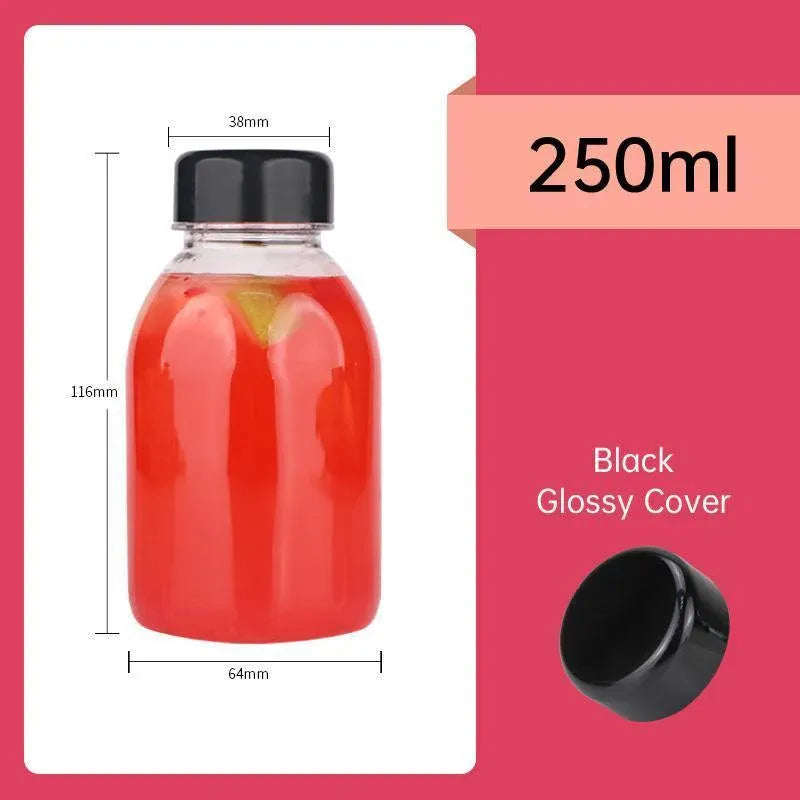 20pcs 250ml Reusable Plastic Juice Bottles 38mm Caliber Clear Beverage Container - Bottle-20pcs-Glossy -Black V528-BOTTLE-20PCS-GLOSSY-BLACK-230752