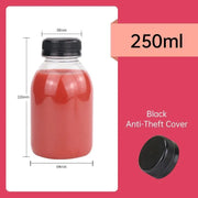 20pcs 250ml Reusable Plastic Juice Bottles 38mm Caliber Clear Beverage Container - Bottle-20pcs-Glossy -Black V528-BOTTLE-20PCS-GLOSSY-BLACK-230752