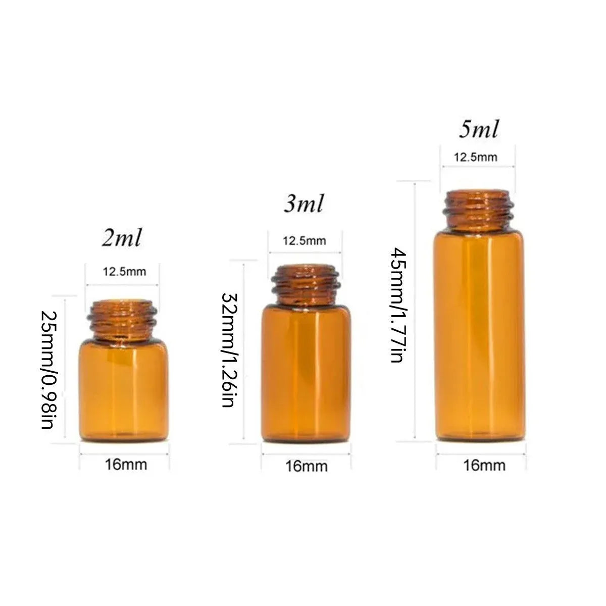 5pcs 2ml-5ml Amber Glass Orifice Reducer Bottles Sample Vial Dram Essential Oils - 2ml V528-BOTTLE-5PCS-2ML-574026