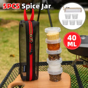5PCS Outdoor Camping Spice Container Set Travel BBQ Seasoning Storage Box Use - Black V528-BOTTLE-5PCS-BLACK-225450