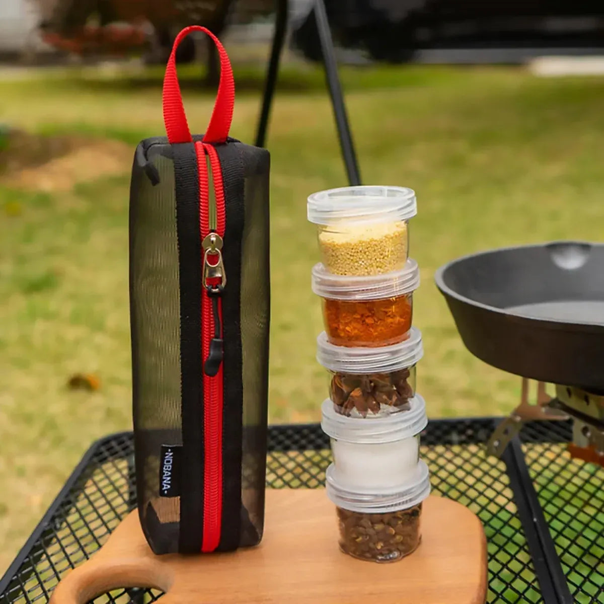 5PCS Outdoor Camping Spice Container Set Travel BBQ Seasoning Storage Box Use - Black V528-BOTTLE-5PCS-BLACK-225450