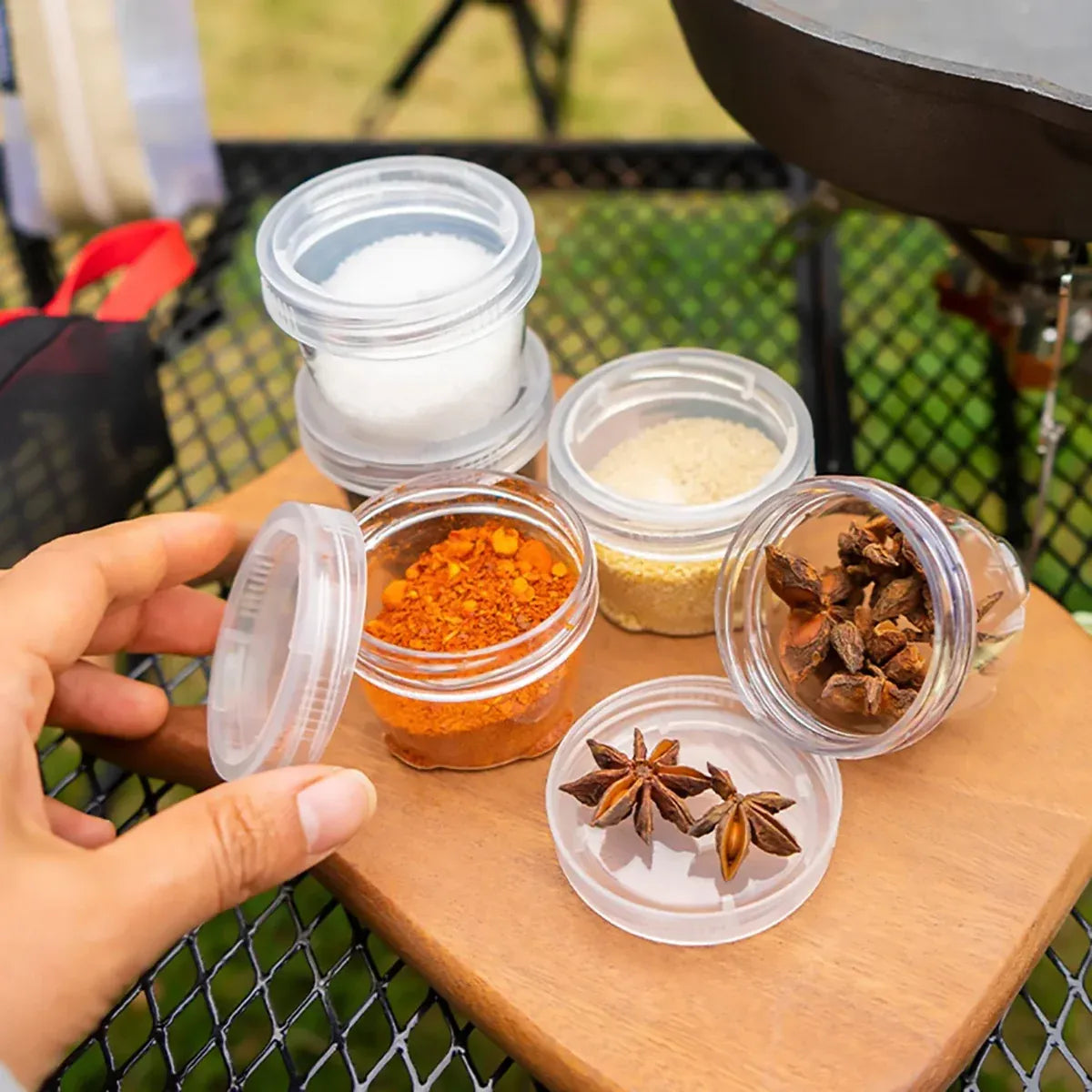 5PCS Outdoor Camping Spice Container Set Travel BBQ Seasoning Storage Box Use - Black V528-BOTTLE-5PCS-BLACK-225450