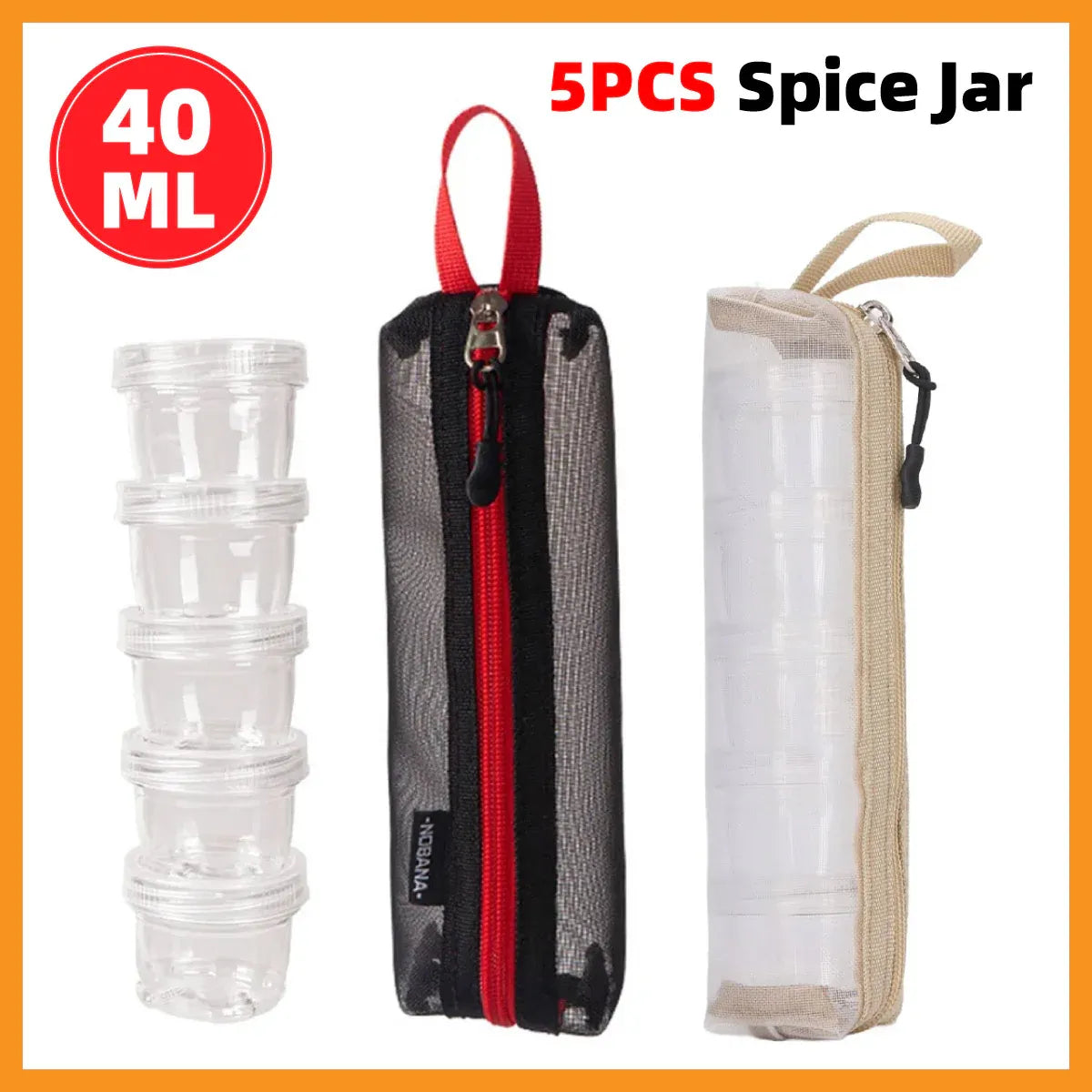 5PCS Outdoor Camping Spice Container Set Travel BBQ Seasoning Storage Box Use - Black V528-BOTTLE-5PCS-BLACK-225450