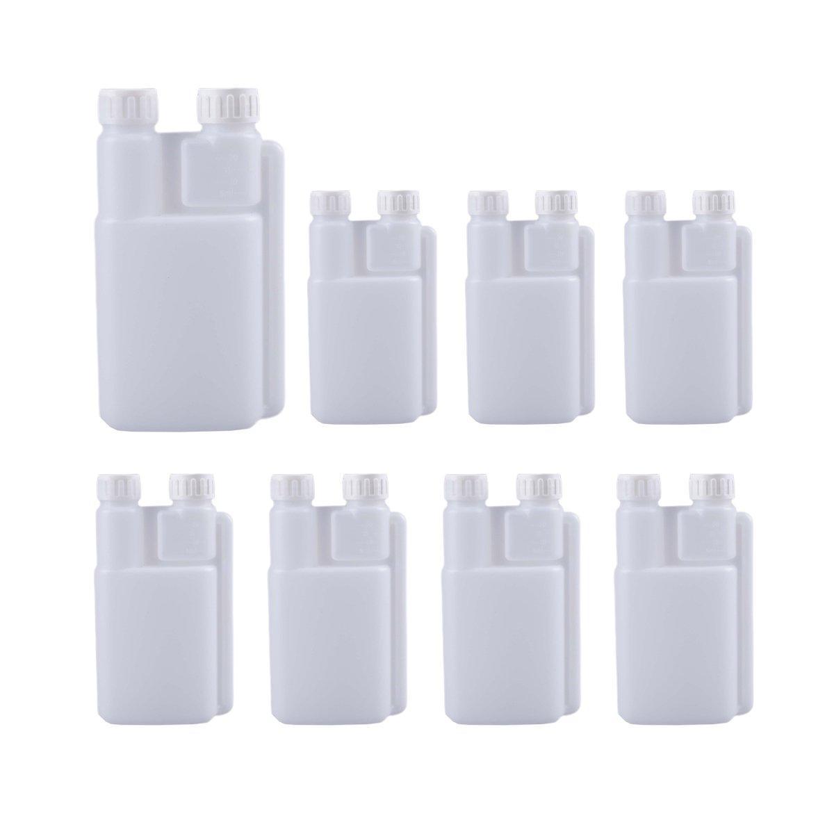 250-1000ml Plastic Twin Chamber Bottle with Tamper Evident Cap for Chemical Liquids - 8Pcs 250ml