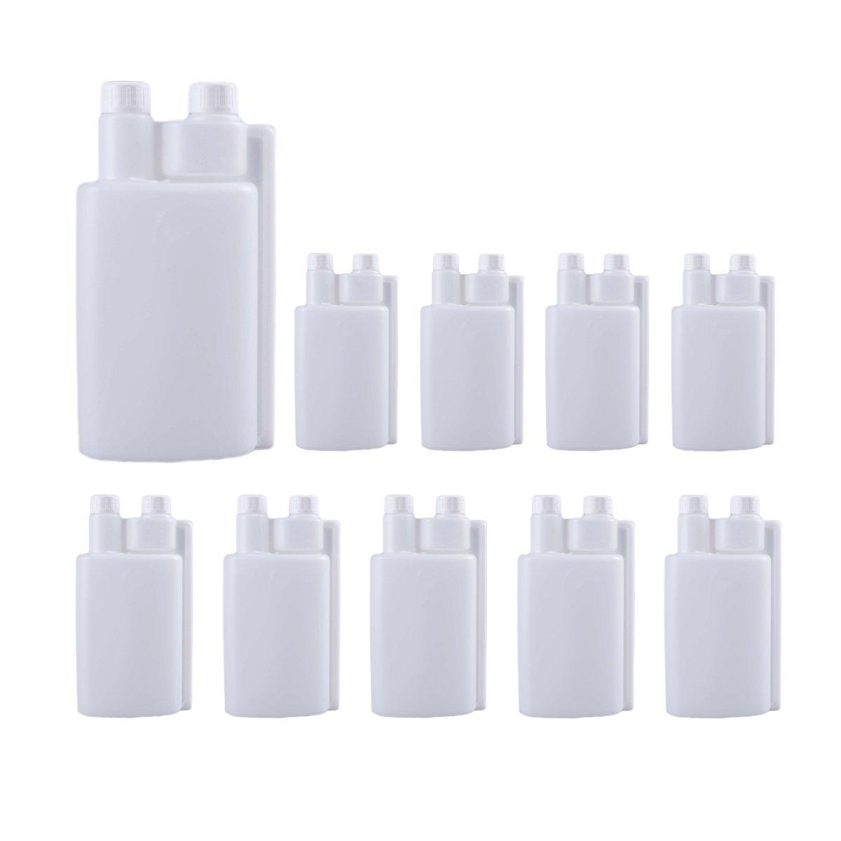 250-1000ml Plastic Twin Chamber Bottle with Tamper Evident Cap for Chemical Liquids - 8Pcs 250ml