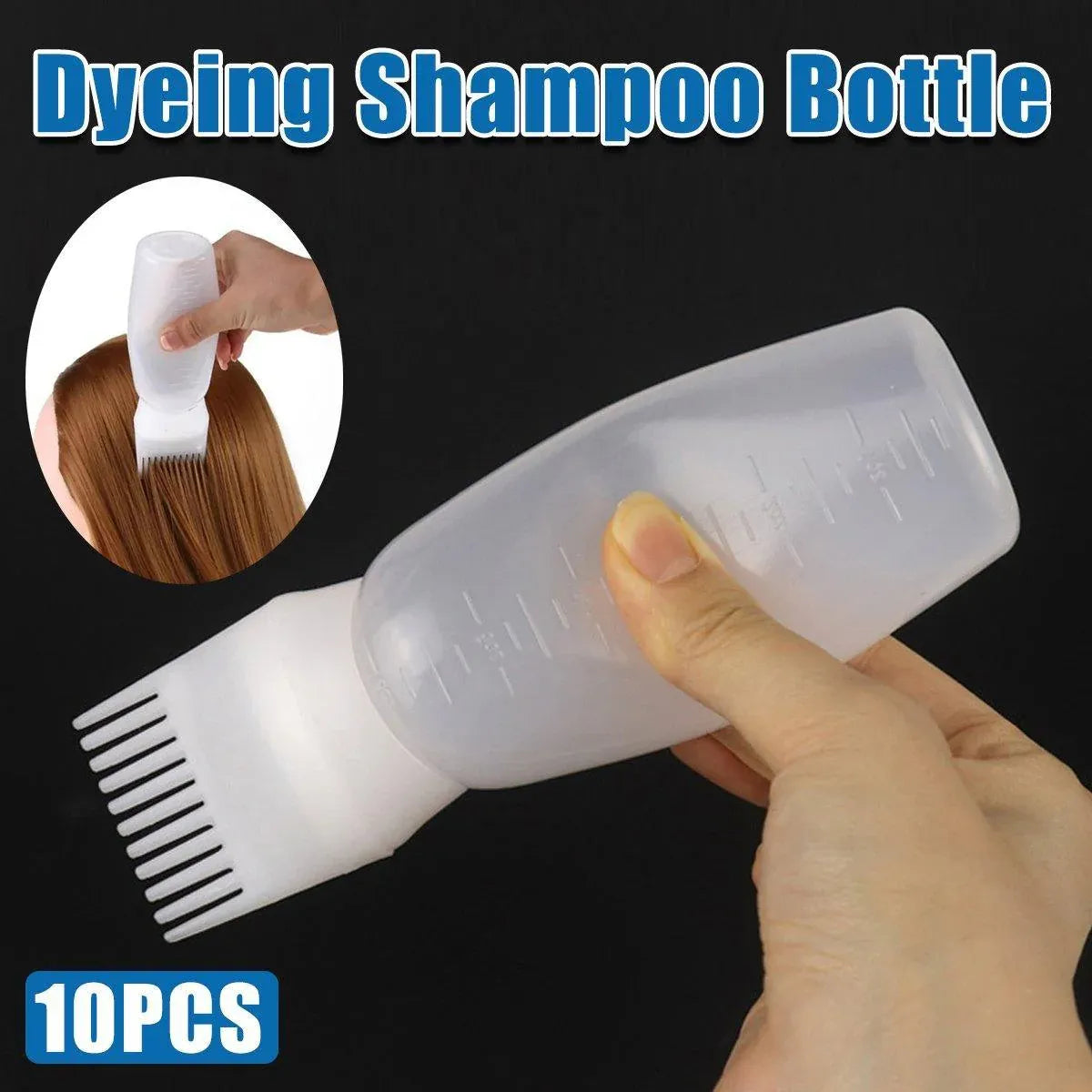 Hair Dry Cleaning Hair Bottle Combing Teeth Coloring Cream Scale Water Perm Potion Salon Tools V528-BOTTLE-COMB-WHITE-10PCS-519122