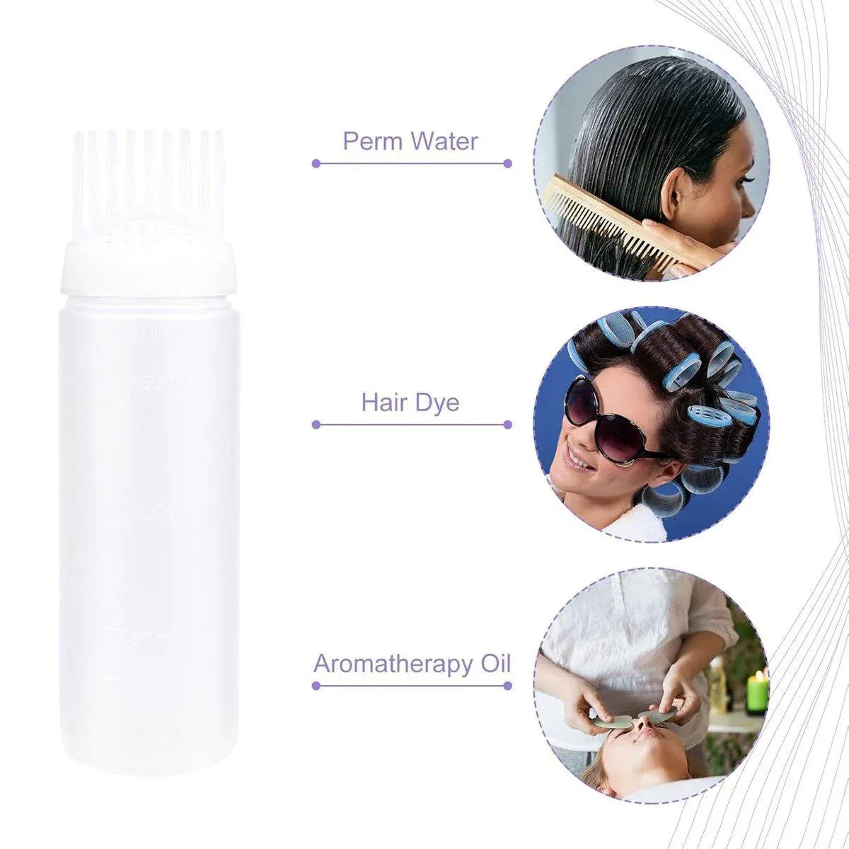 Hair Dry Cleaning Hair Bottle Combing Teeth Coloring Cream Scale Water Perm Potion Salon Tools V528-BOTTLE-COMB-WHITE-10PCS-519122