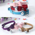1x Adjustable Suede Cat Collar with Bow Bell Pink Blue Black Red - Rose Red V528-BOWCOLLAR-ROSERED-22448