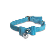 1x Adjustable Suede Cat Collar with Bow Bell Pink Blue Black Red - Rose Red V528-BOWCOLLAR-ROSERED-22448