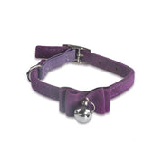 1x Adjustable Suede Cat Collar with Bow Bell Pink Blue Black Red - Rose Red V528-BOWCOLLAR-ROSERED-22448