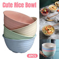 4pcs Wheat Straw Rice Bowl Round Noodle Bowl Drop Proof Kitchen Tableware Set V528-BOWL-4PCS-17CM-296065