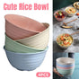 4pcs Wheat Straw Rice Bowl Round Noodle Bowl Drop Proof Kitchen Tableware Set V528-BOWL-4PCS-17CM-296065