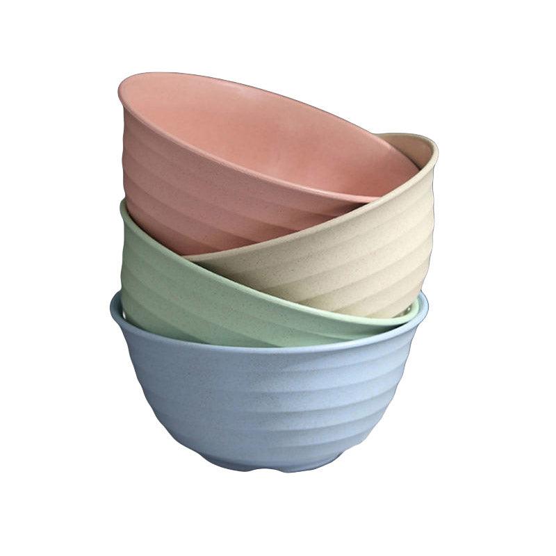 4pcs Wheat Straw Rice Bowl Round Noodle Bowl Drop Proof Kitchen Tableware Set V528-BOWL-4PCS-17CM-296065