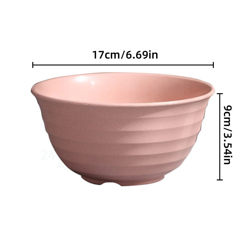4pcs Wheat Straw Rice Bowl Round Noodle Bowl Drop Proof Kitchen Tableware Set V528-BOWL-4PCS-17CM-296065