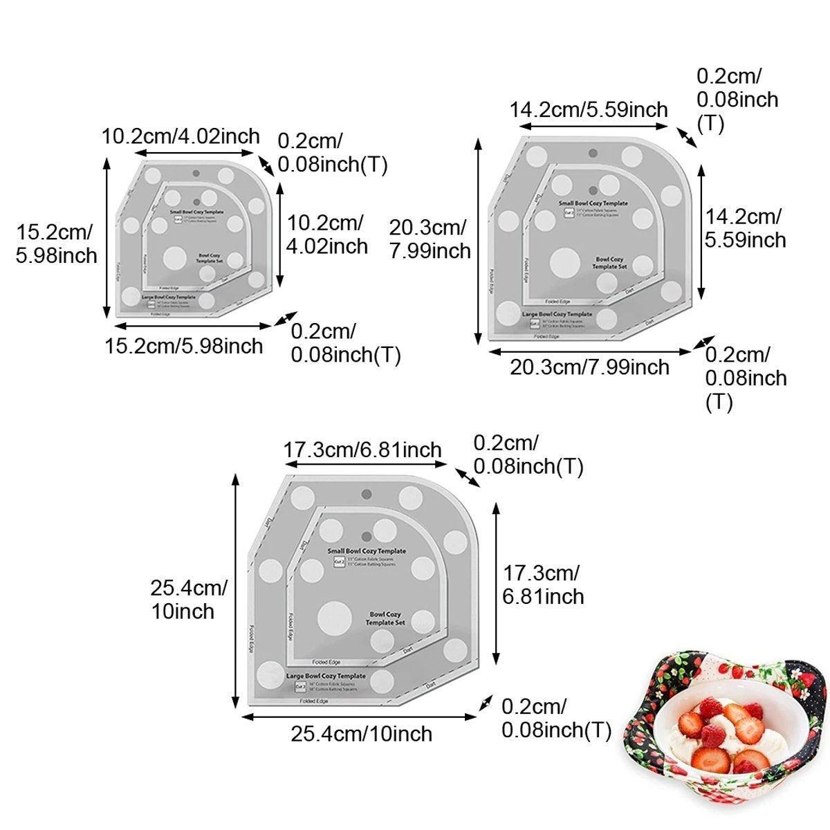 Quilting Ruler Bowl Mat Table Placemat Cozy Acrylic Durable Patchwork Craft Tool V528-BOWL-COZY-3PCS-791452