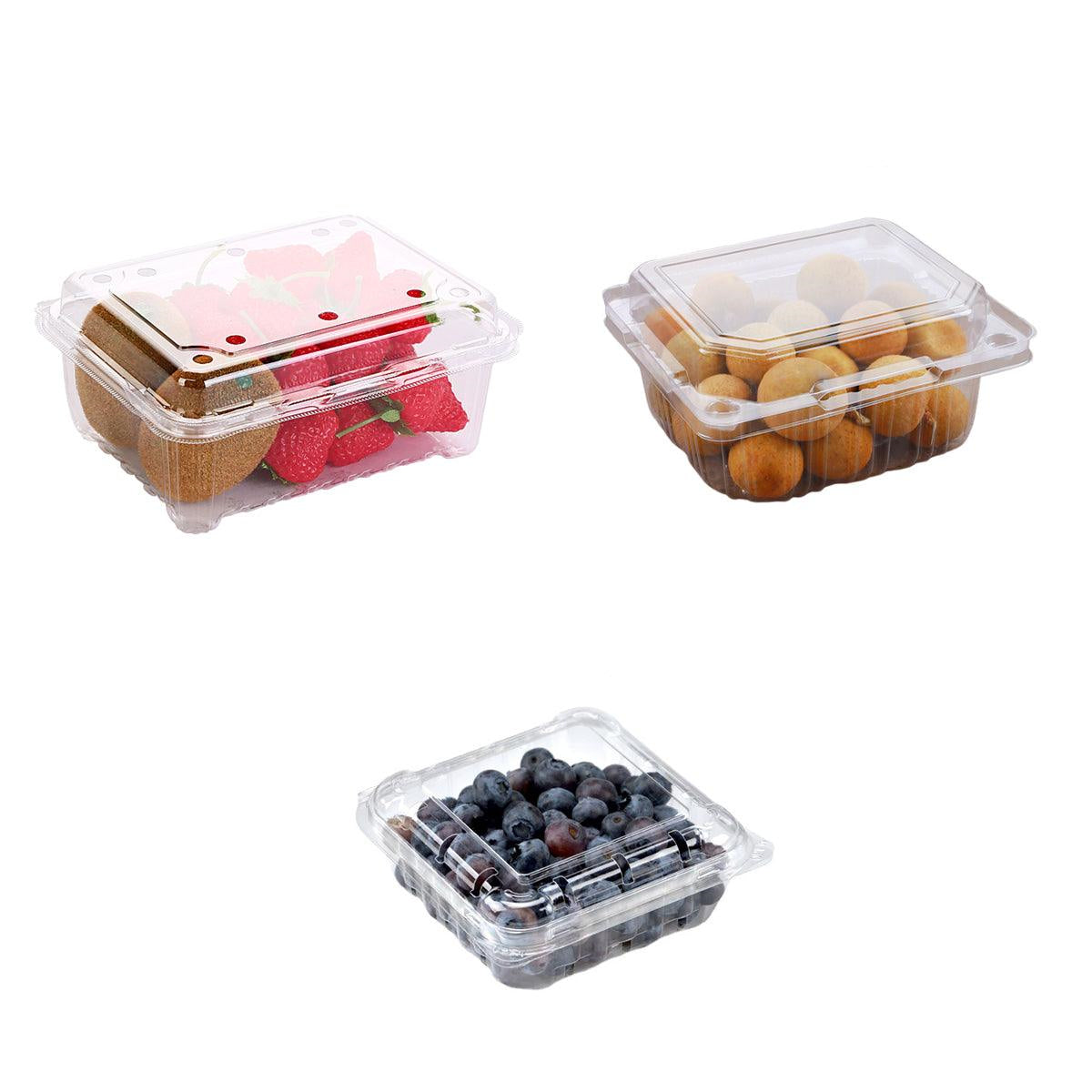 100pcs Transparent Plastic Fruit Box with Tape Cover Storage Packaging for Fruit - 125g V528-BOX-100PCS-125G-708776