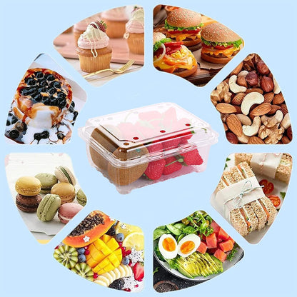 100pcs Transparent Plastic Fruit Box with Tape Cover Storage Packaging for Fruit - 125g V528-BOX-100PCS-125G-708776