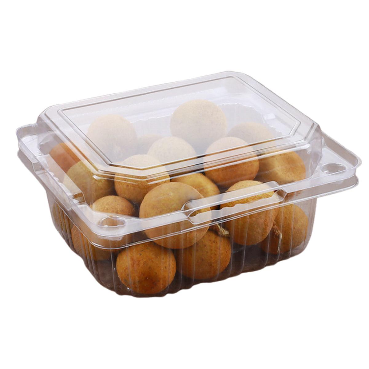100pcs Transparent Plastic Fruit Box with Tape Cover Storage Packaging for Fruit - 125g V528-BOX-100PCS-125G-708776