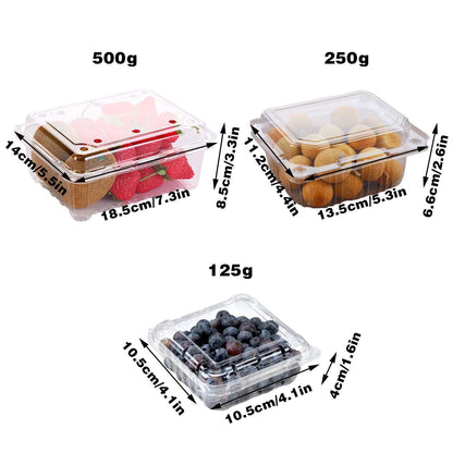 100pcs Transparent Plastic Fruit Box with Tape Cover Storage Packaging for Fruit - 250g V528-BOX-100PCS-250G-129050