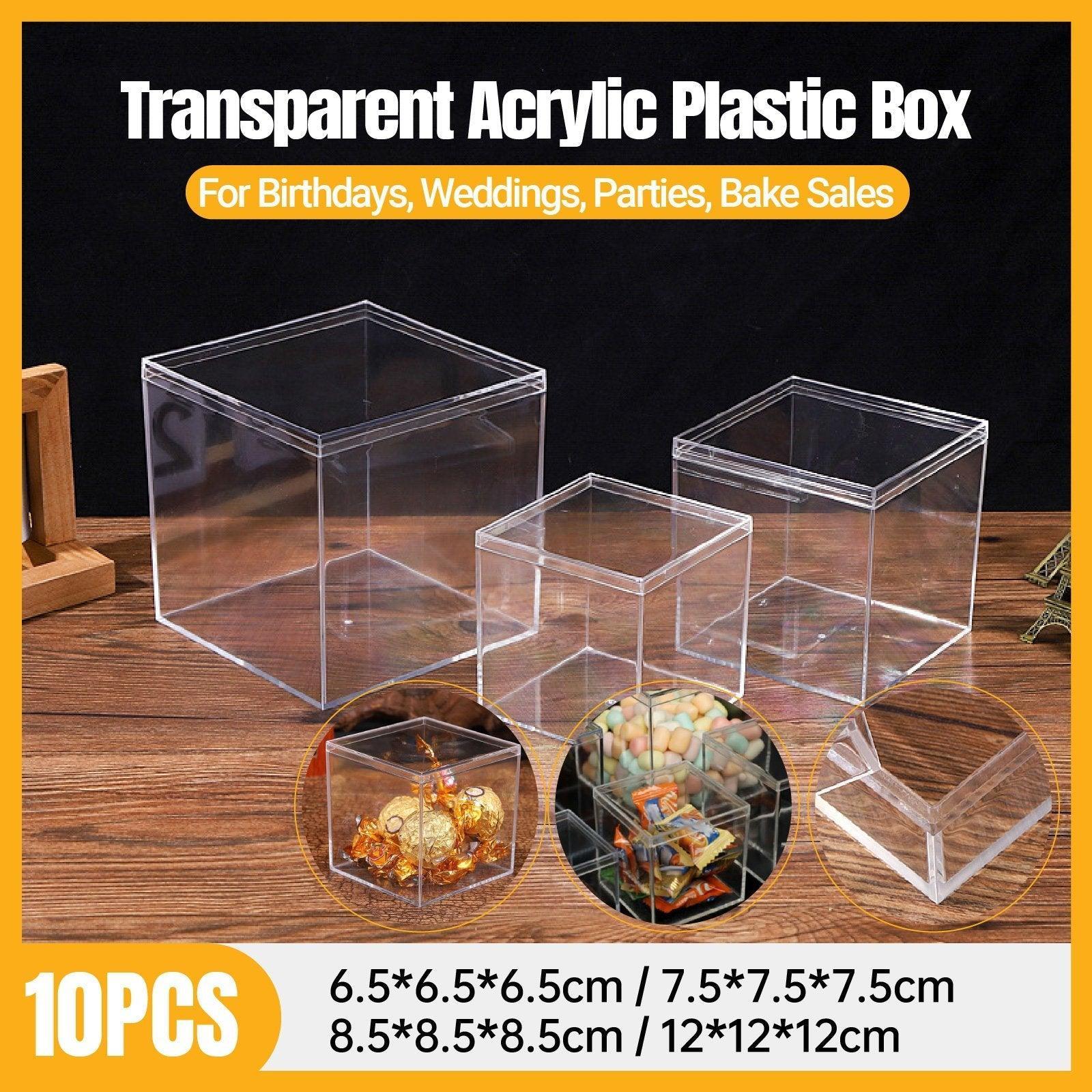 10pcs Clear Acrylic Plastic Boxes Square Storage Containers for Food Small Item - 10pcs-85-85-85 V528-BOX-10PCS-85-85-85-623205
