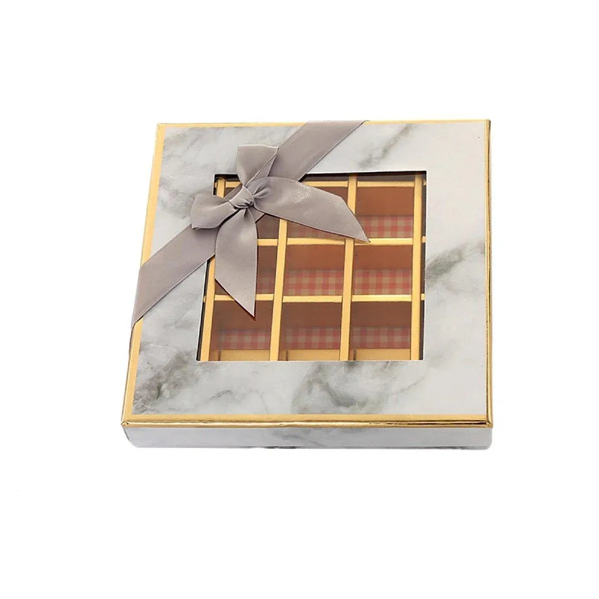 25X Valentines Day 9/12Grids Chocolate Box Gourmet Desserts Gift Display Window - Gray 9Grids-12-12-4-25pcs V528-BOX-12-12-4-25PCS-GREY-681523