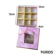 25X Valentines Day 9/12Grids Chocolate Box Gourmet Desserts Gift Display Window - Gray 9Grids-12-12-4-25pcs V528-BOX-12-12-4-25PCS-GREY-681523