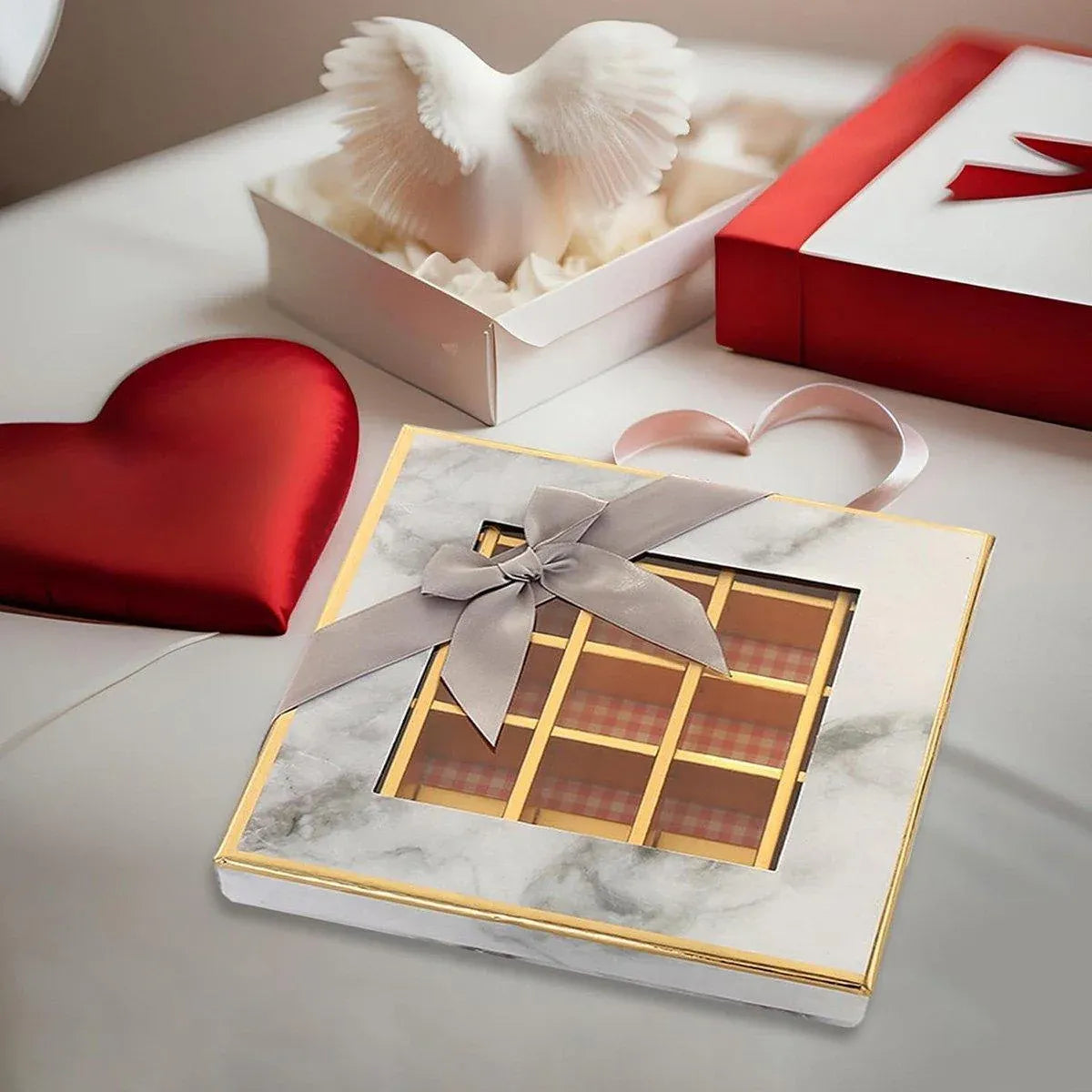25X Valentines Day 9/12Grids Chocolate Box Gourmet Desserts Gift Display Window - Gray 9Grids-12-12-4-25pcs V528-BOX-12-12-4-25PCS-GREY-681523