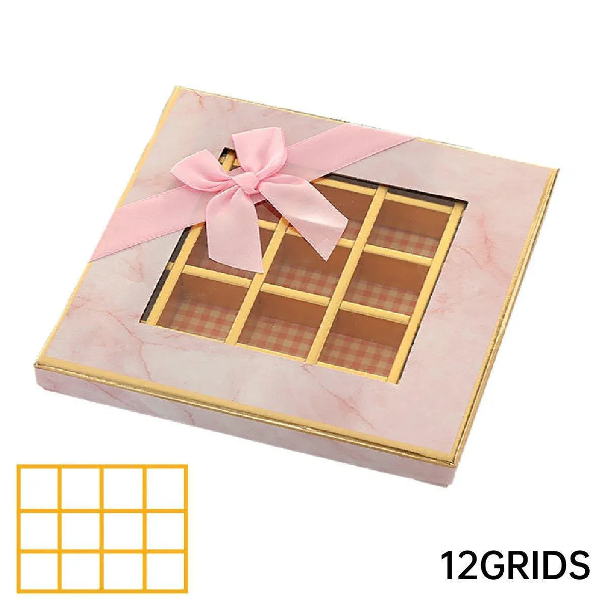 25X Valentines Day 9/12Grids Chocolate Box Gourmet Desserts Gift Display Window - Gray 9Grids-12-12-4-25pcs V528-BOX-12-12-4-25PCS-GREY-681523