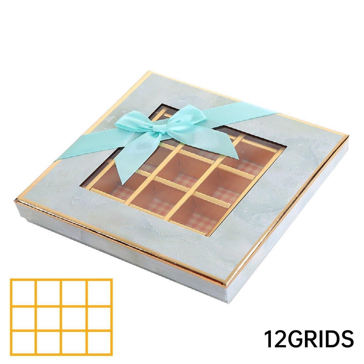25X Valentines Day 9/12Grids Chocolate Box Gourmet Desserts Gift Display Window - Gray 9Grids-12-12-4-25pcs V528-BOX-12-12-4-25PCS-GREY-681523