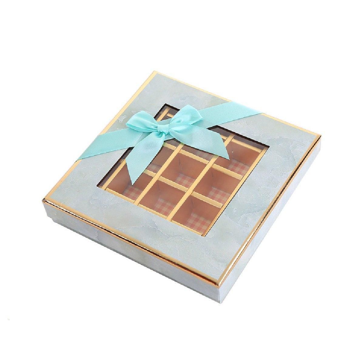 25X Valentines Day 9/12Grids Chocolate Box Gourmet Desserts Gift Display Window - Tiffany 9Grids-12-12-4-25pcs V528-BOX-12-12-4-25PCS-TIFFANY-190543