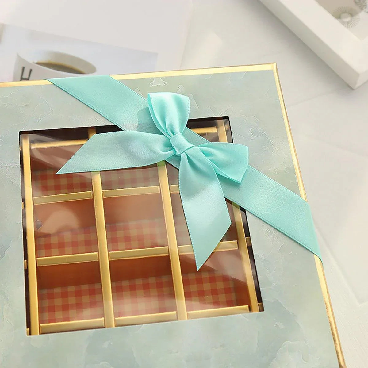 25X Valentines Day 9/12Grids Chocolate Box Gourmet Desserts Gift Display Window - Tiffany 9Grids-12-12-4-25pcs V528-BOX-12-12-4-25PCS-TIFFANY-190543