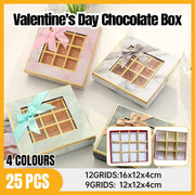 25X Valentines Day 9/12Grids Chocolate Box Gourmet Desserts Gift Display Window - Gray 12Grids-16-12-4-25pcs V528-BOX-17-12-4-25PCS-GREY-165615