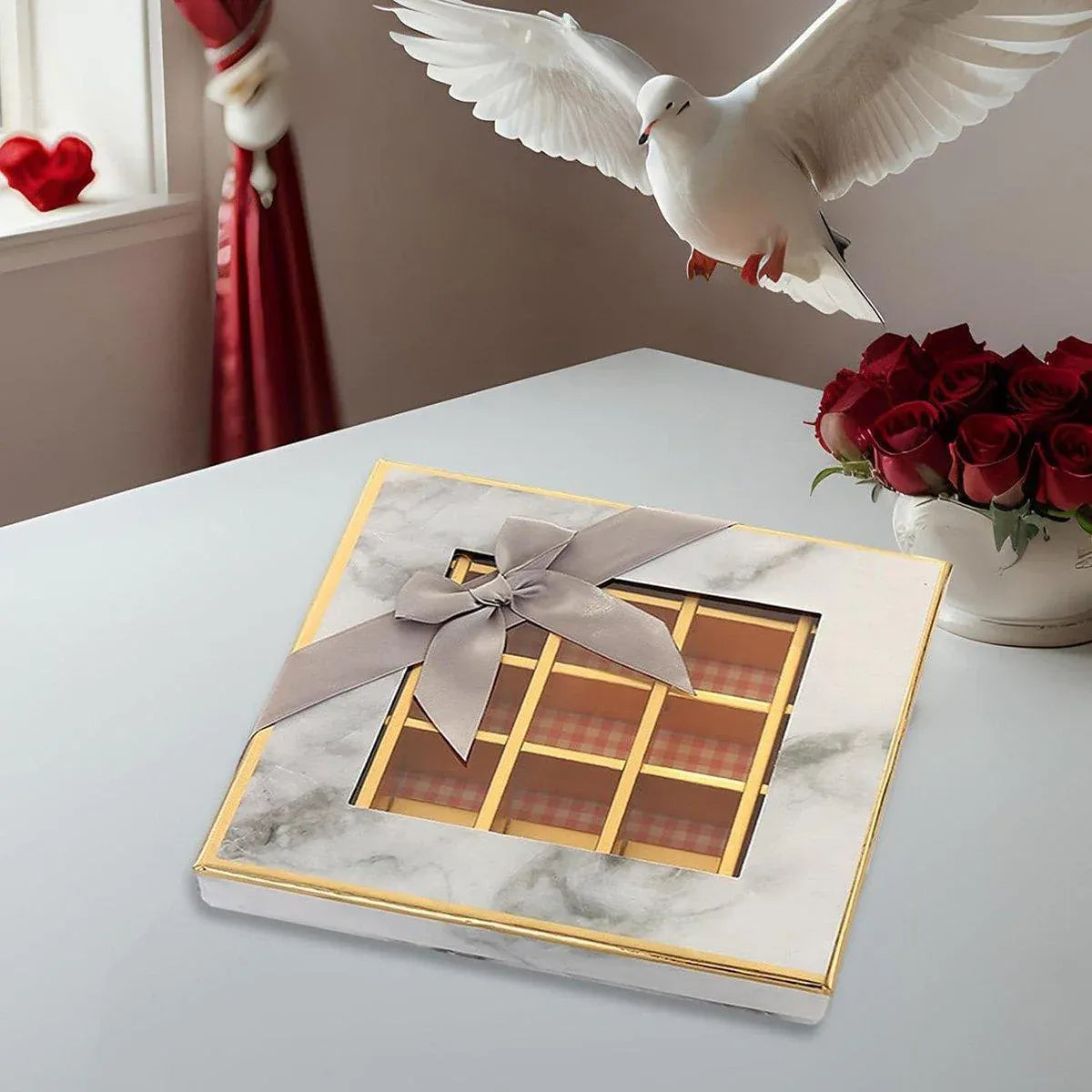 25X Valentines Day 9/12Grids Chocolate Box Gourmet Desserts Gift Display Window - Gray 12Grids-16-12-4-25pcs V528-BOX-17-12-4-25PCS-GREY-165615