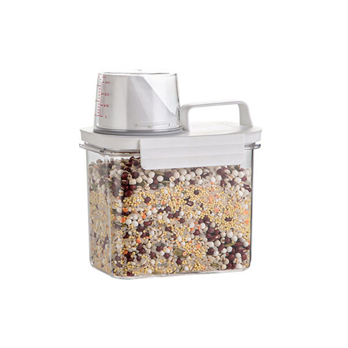 Sealed Household Grain Storage Box Transparent Rice Bucket Kitchen Storage - 1800ml