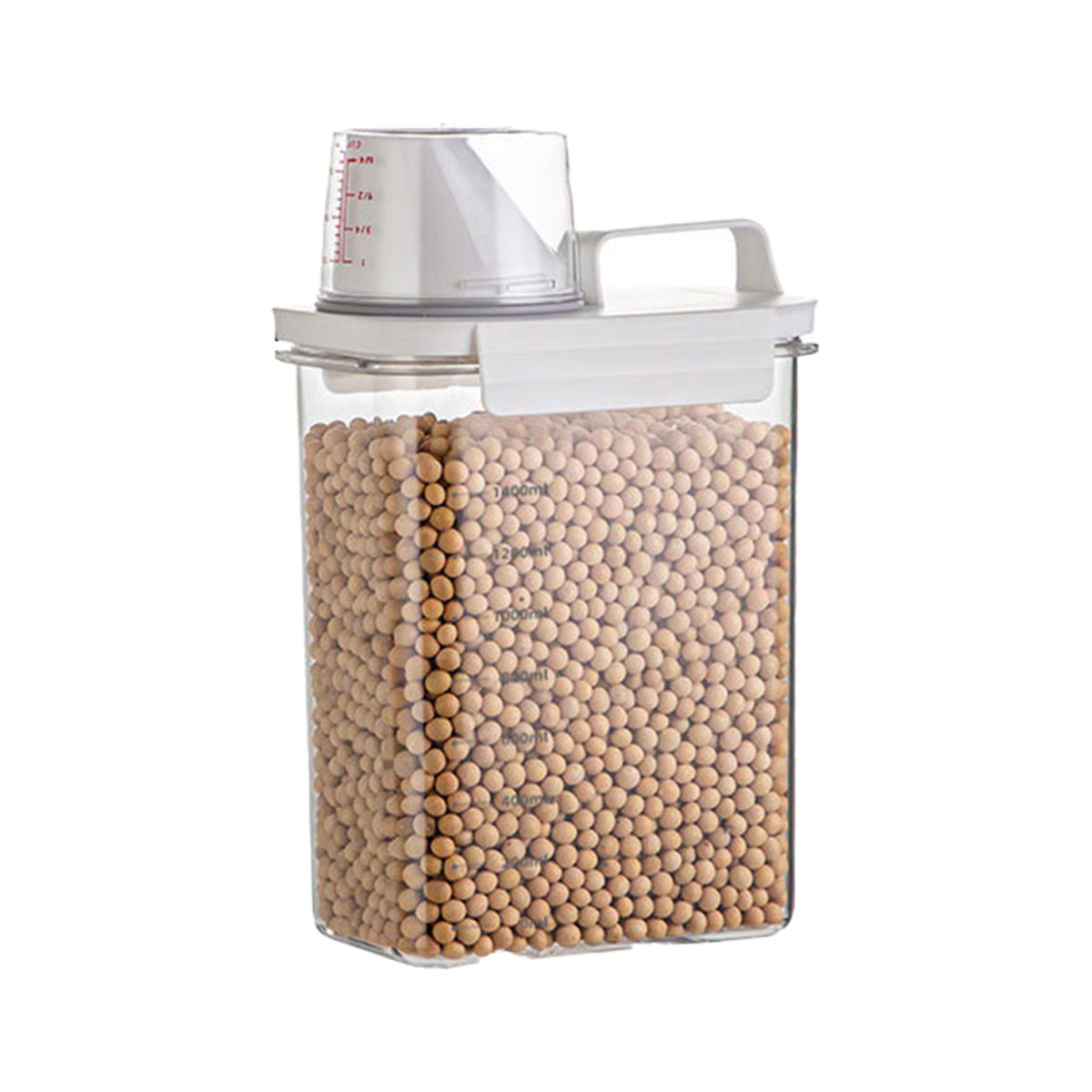 Sealed Household Grain Storage Box Transparent Rice Bucket Kitchen Storage - 1800ml