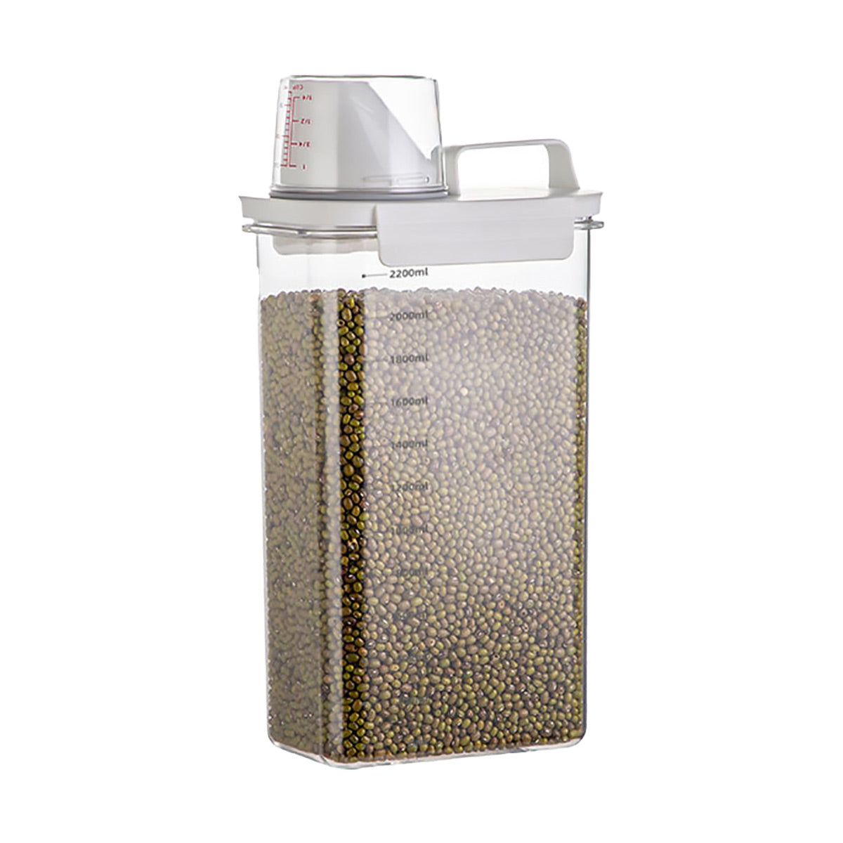 Sealed Household Grain Storage Box Transparent Rice Bucket Kitchen Storage - 1800ml