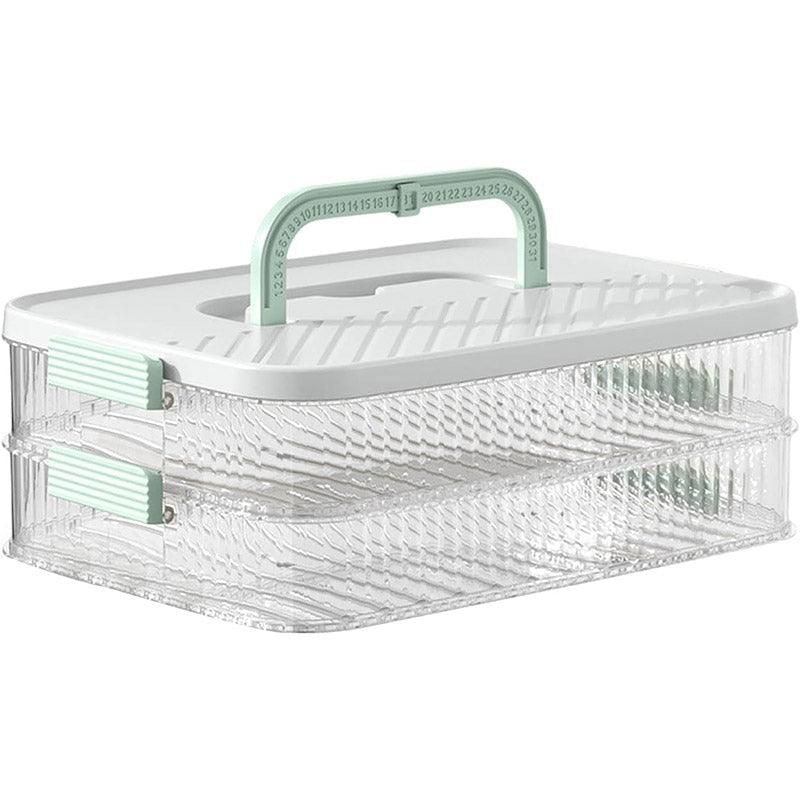 Multi Layer Dumpling Storage Box Refrigerator Freezer Organizer for Wonton V528-BOX-2-GREEN-325667