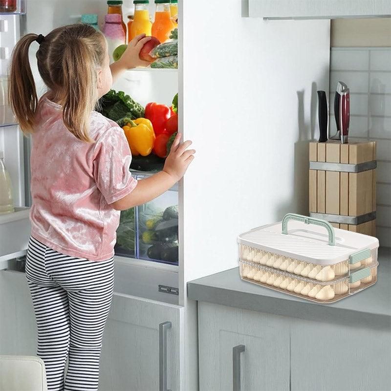 Multi Layer Dumpling Storage Box Refrigerator Freezer Organizer for Wonton V528-BOX-2-GREEN-325667