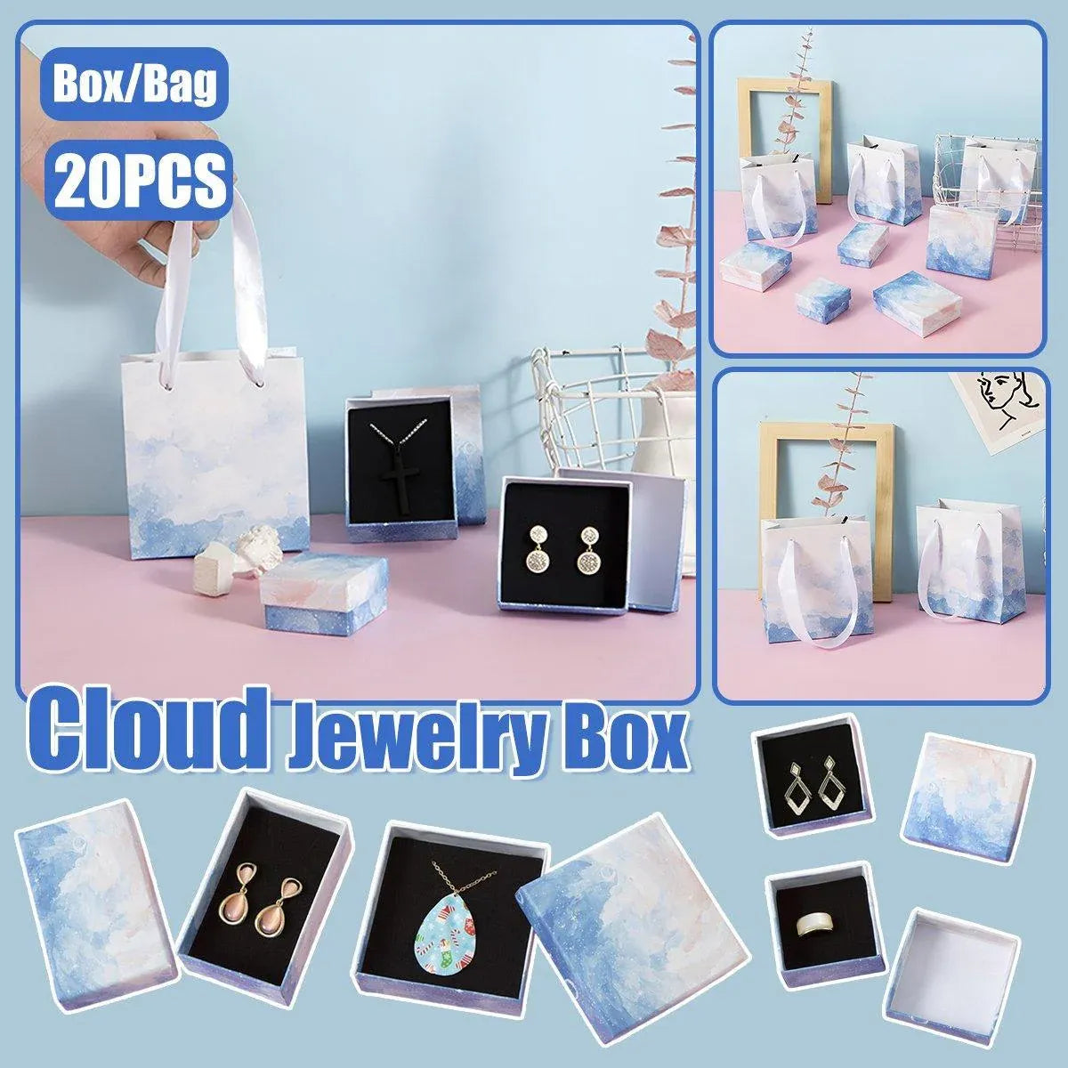 20PCS Cloud Jewelry Box Earrings Necklace Ring Bracelet DisplayOrganizer - 5*8*3cm(Box) V528-BOX-20PCS-5-8-3-594107