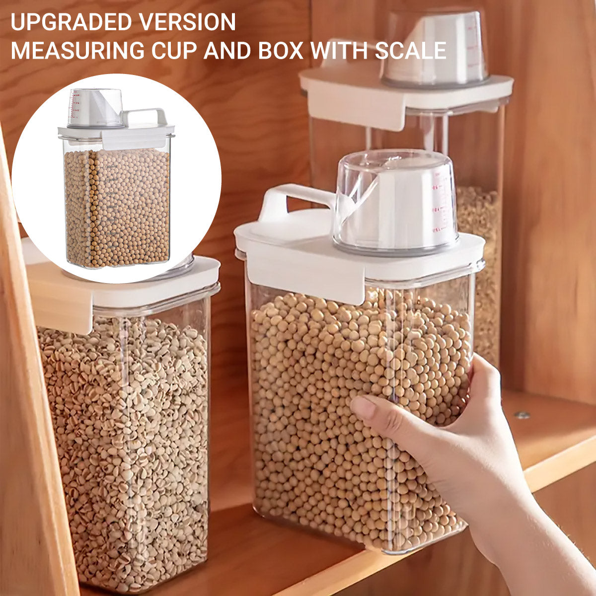 Sealed Household Grain Storage Box Transparent Rice Bucket Kitchen Storage - 2300ml