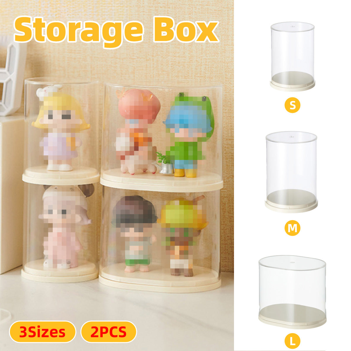 2pcs Clear Acrylic Display Case Transparent Box for Collectibles Dolls Figures - M V528-BOX-2PCS-MIDDLE-278329