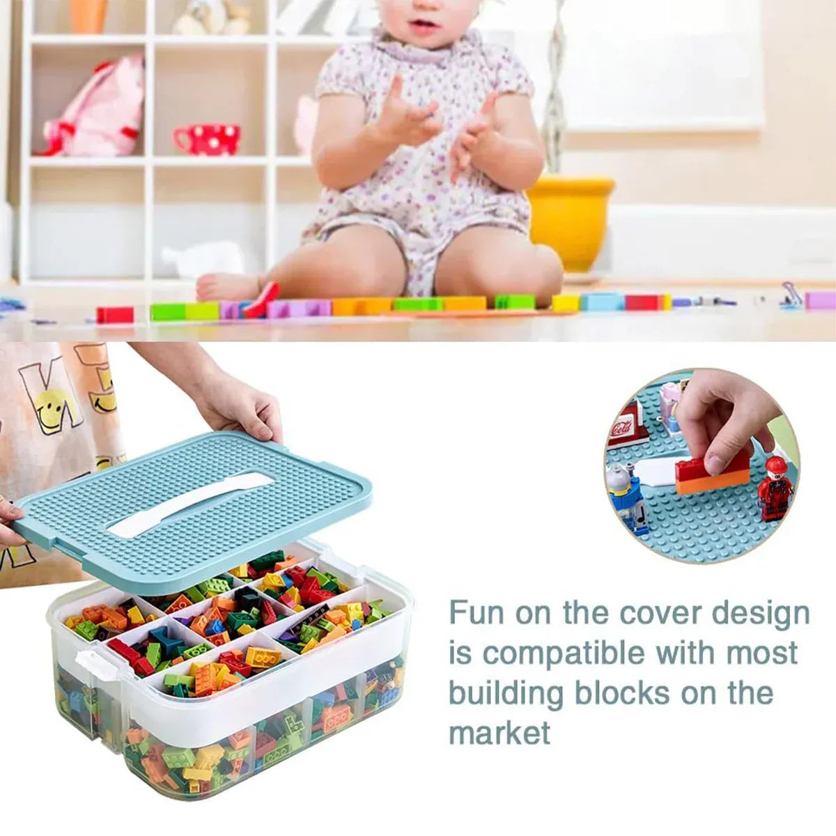 3Layer Storage Box Large Capacity Toy Organizer Building Block Storage Container - Green V528-BOX-3-GREEN-327168