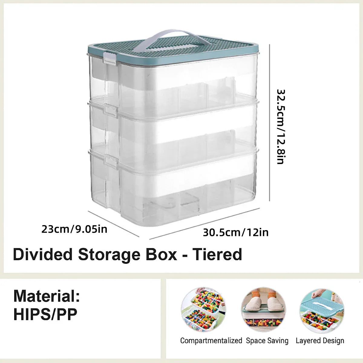 3Layer Storage Box Large Capacity Toy Organizer Building Block Storage Container - Yellow V528-BOX-3-YELLOW-802975