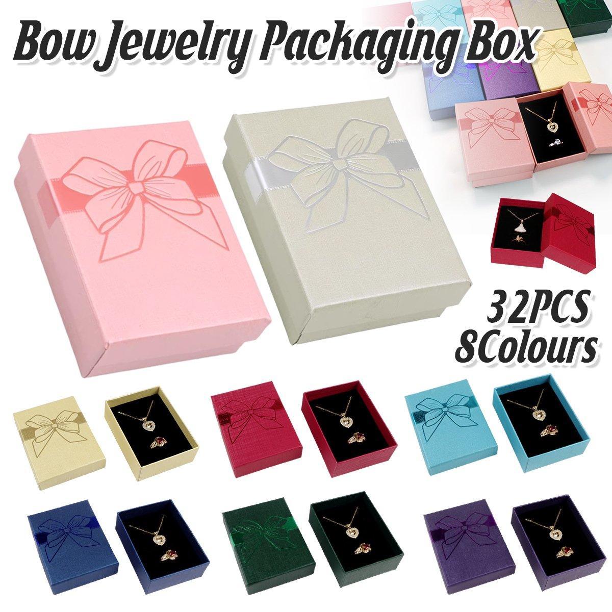 32pcs Jewelry Storage Box Necklace Pendant Ring Organizer Gift Packaging - Grey V528-BOX-32PCS-GREY-246401